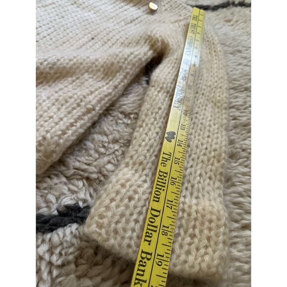 Vintage I.B. Diffusion Ivory Wool/Mohair Jacket Cardigan Chunky cropped moto - Picture 9 of 16